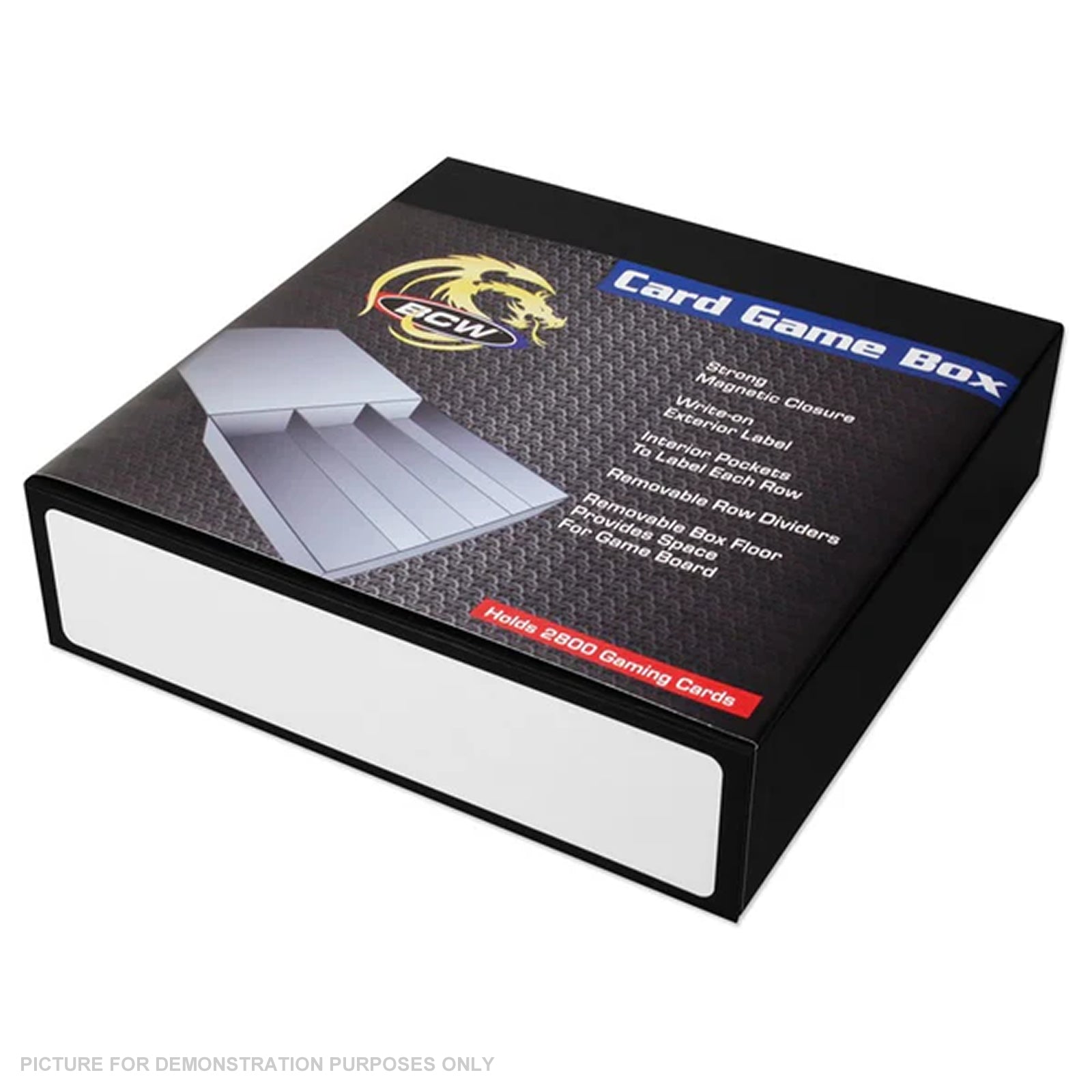 BCW Card Game Box - 3 Row - Black with White